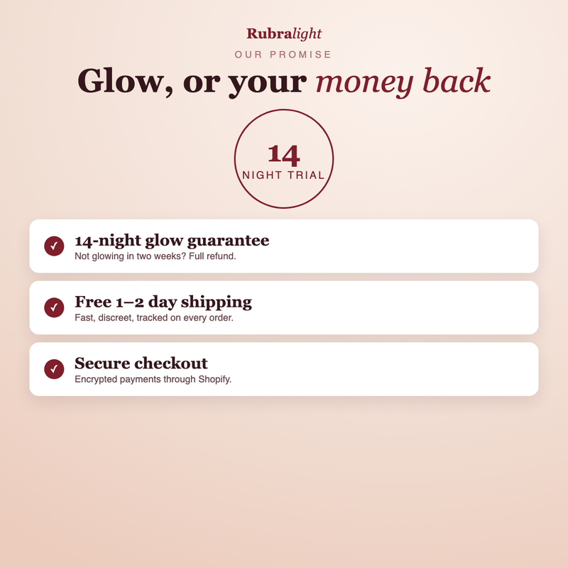 Glow or your money back - 14-night guarantee, free shipping, secure checkout